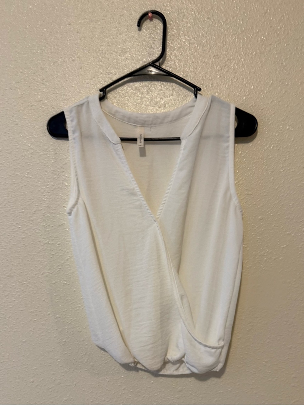 NWOT White Sleeveless Faux-Wrap Women's Top